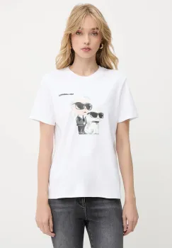 Karl Lagerfeld tricou din bumbac culoarea alb, A3W17077 imagine
