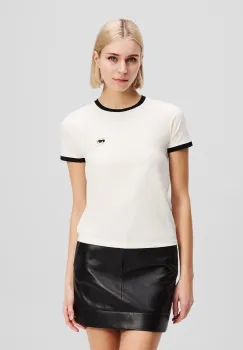 Karl Lagerfeld tricou din bumbac culoarea bej, A3W17078 imagine