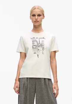 Karl Lagerfeld tricou din bumbac culoarea bej, A4W17087 imagine