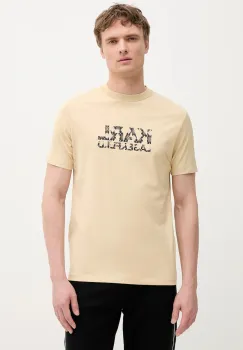 Karl Lagerfeld tricou din bumbac culoarea bej, cu imprimeu, 553225.755036 imagine