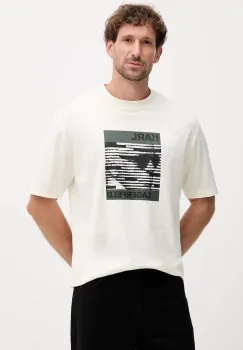 Karl Lagerfeld tricou din bumbac culoarea bej, cu imprimeu, 554225.755131 imagine