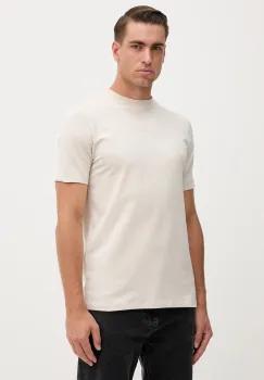 Karl Lagerfeld tricou din bumbac culoarea bej, cu imprimeu, 554235.755051 imagine