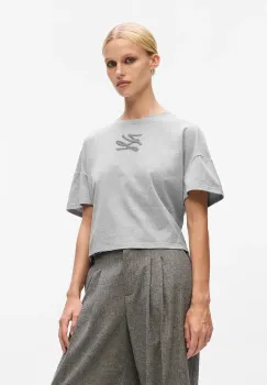 Karl Lagerfeld tricou din bumbac culoarea gri, A4W17053 imagine