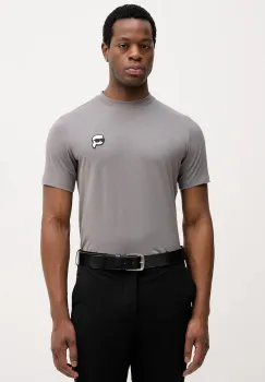 Karl Lagerfeld tricou din bumbac culoarea gri, uni, 561224.755710 imagine