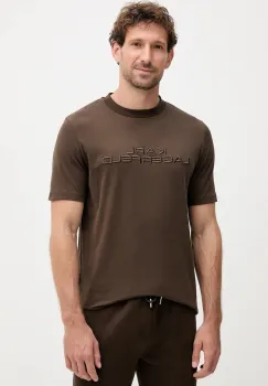 Karl Lagerfeld tricou din bumbac culoarea maro, cu imprimeu, 554227.755037 imagine