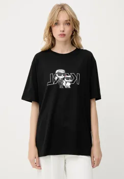 Karl Lagerfeld tricou din bumbac culoarea negru, A3W17084 imagine