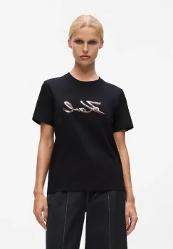 Karl Lagerfeld tricou din bumbac culoarea negru, A4W17052 imagine
