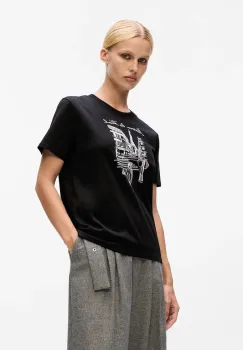 Karl Lagerfeld tricou din bumbac culoarea negru, A4W17087 imagine
