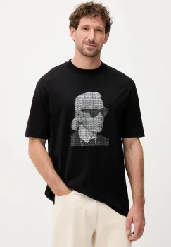 Karl Lagerfeld tricou din bumbac culoarea negru, cu imprimeu, 554225.755144 imagine