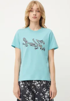 Karl Lagerfeld tricou din bumbac culoarea turcoaz, A3W17018 imagine