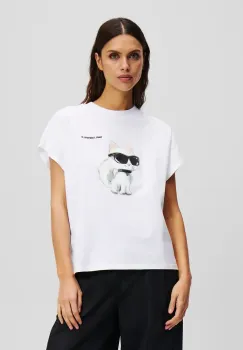 Karl Lagerfeld tricou din bumbac femei, culoarea alb, A2W17115 imagine