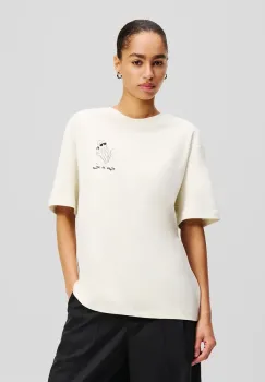 Karl Lagerfeld tricou din bumbac femei, culoarea bej, A2W17089 imagine