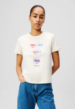 Karl Lagerfeld tricou din bumbac femei, culoarea bej, A2W17112 imagine