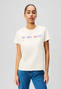 Karl Lagerfeld tricou din bumbac femei, culoarea bej, A2W17114 imagine