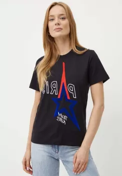 Karl Lagerfeld tricou din bumbac femei, culoarea negru, 245W1730 imagine