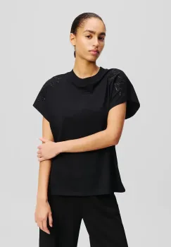 Karl Lagerfeld tricou din bumbac femei, culoarea negru, A2W17060 imagine
