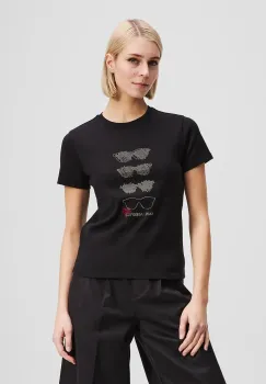 Karl Lagerfeld tricou din bumbac femei, culoarea negru, A2W17103 imagine