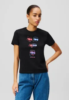 Karl Lagerfeld tricou din bumbac femei, culoarea negru, A2W17112 imagine