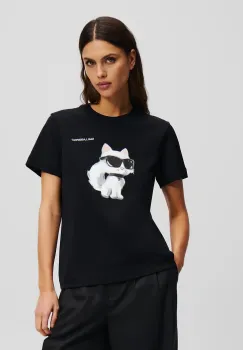 Karl Lagerfeld tricou din bumbac femei, culoarea negru, A2W17119 imagine