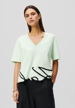 Karl Lagerfeld tricou din bumbac femei, culoarea verde, A2W17104 imagine