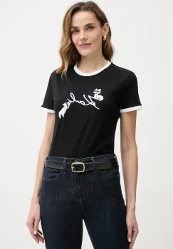 Karl Lagerfeld tricou din bumbac IKON culoarea negru, B1W17040 imagine