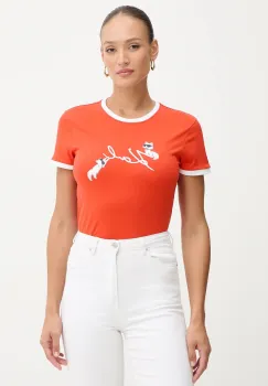Karl Lagerfeld tricou din bumbac IKON culoarea portocaliu, B1W17040 imagine