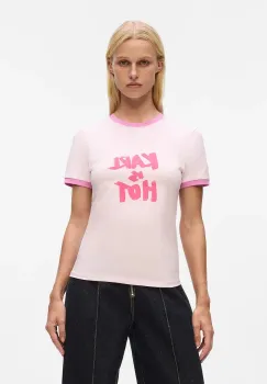 Karl Lagerfeld tricou din bumbac Karl Lagerfeld x Paris Hilton culoarea roz, A4W17102 imagine
