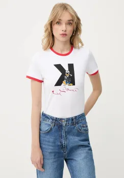Karl Lagerfeld tricou din bumbac KL X DISNEY culoarea alb, A3W17089 imagine