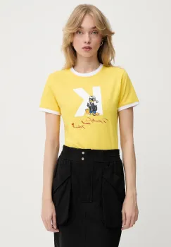 Karl Lagerfeld tricou din bumbac KL X DISNEY culoarea galben, A3W17089 imagine