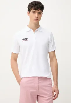 Karl Lagerfeld tricou polo barbati, culoarea alb, cu imprimeu, 552235.745400 imagine