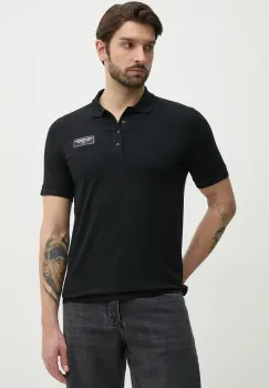 Karl Lagerfeld tricou polo barbati, culoarea negru, neted, 552221.745019 imagine