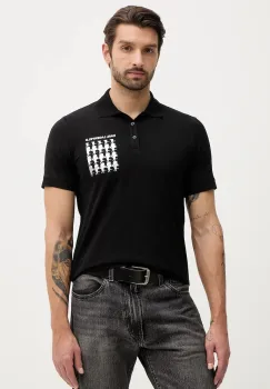 Karl Lagerfeld tricou polo culoarea negru, cu imprimeu, 554235.745400 imagine