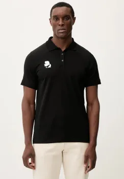 Karl Lagerfeld tricou polo culoarea negru, cu imprimeu, 554235.745401 imagine