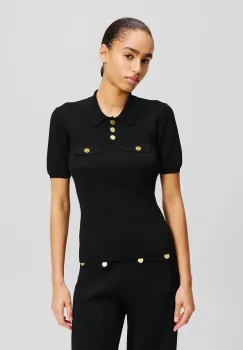 Karl Lagerfeld tricou polo femei, culoarea negru, A2W18027 imagine