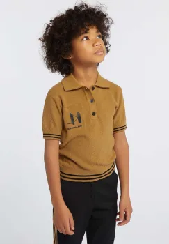 Karl Lagerfeld tricouri polo din bumbac pentru copii culoarea maro, cu imprimeu, Z30246 imagine