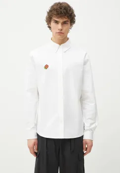 Kenzo camasa din bumbac barbati, culoarea alb, cu guler button-down, regular, FF55CH4109LO.01 imagine