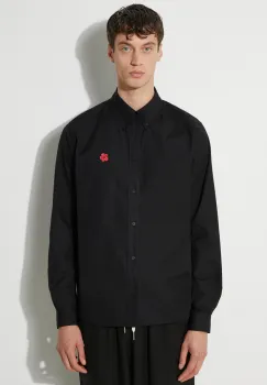 Kenzo camasa din bumbac Boke Flower Crest Shirt barbati, culoarea negru, cu guler button-down, regular, FE65CH4109LI.99 imagine