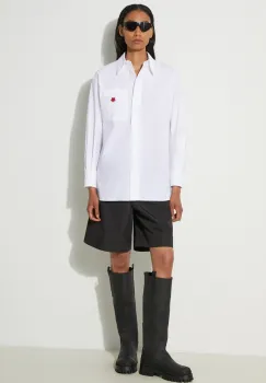 Kenzo camasa din bumbac Boke Flower Oversized Shirt femei, culoarea alb, cu guler clasic, relaxed, FE62CH2569LS.01 imagine