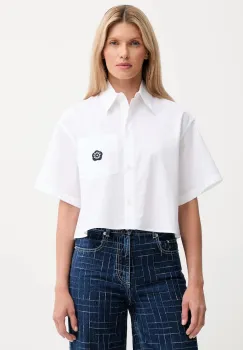 Kenzo camasa din bumbac culoarea alb, cu guler clasic, relaxed, FF62CH2469LH imagine