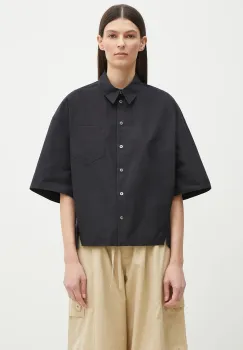 Kenzo camasa din bumbac femei, culoarea negru, cu guler clasic, relaxed, FF52CH2589LB.99 imagine