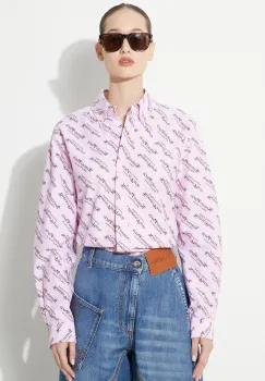 Kenzo camasa din bumbac Printed Slim Fit Shirt femei, culoarea roz, cu guler clasic, regular, FE52CH0879D2.30 imagine