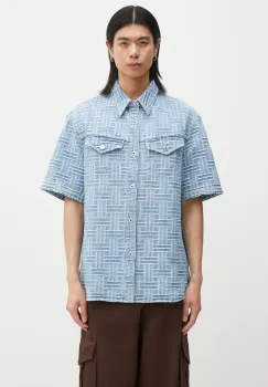 Kenzo camasa din denim barbati, cu guler clasic, relaxed, FF55DC1026J4.DB imagine