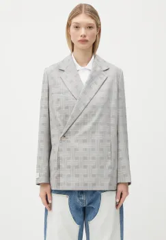 Kenzo geaca de lana culoarea gri, cu doua randuri de nasturi, cu imprimeu, FF52VE2589JW.93 imagine