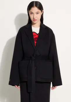 Kenzo geaca de lana Double Face Workwear Jacket culoarea negru, de tranzitie, FE62VE2559WA.99 imagine