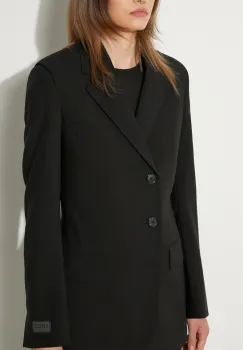 Kenzo geaca de lana Virgin Wool Waisted Blazer culoarea negru, cu doua randuri de nasturi, neted, FE62VE2549GE.99 imagine