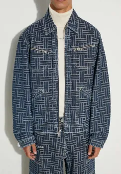 Kenzo geaca din denim Trucker Denim Jacket Weave barbati, de tranzitie, oversized, FE65DV3106J2.DD imagine