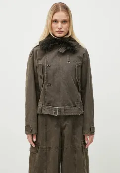 Kenzo geaca Dyed Canvas Comber femei, culoarea maro, de tranzitie, FE62OU2129GK.92 imagine