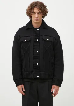 Kenzo geaca Knitted Down Jacket barbati, culoarea negru, de iarna, oversize, FE65OU1419NC.99 imagine