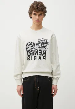 Kenzo hanorac de bumbac barbati, culoarea gri, cu imprimeu, FF55SW2634MF.93 imagine