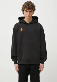 Kenzo hanorac de bumbac barbati, culoarea negru, cu gluga, cu imprimeu, FF55SW2754MC.99J imagine